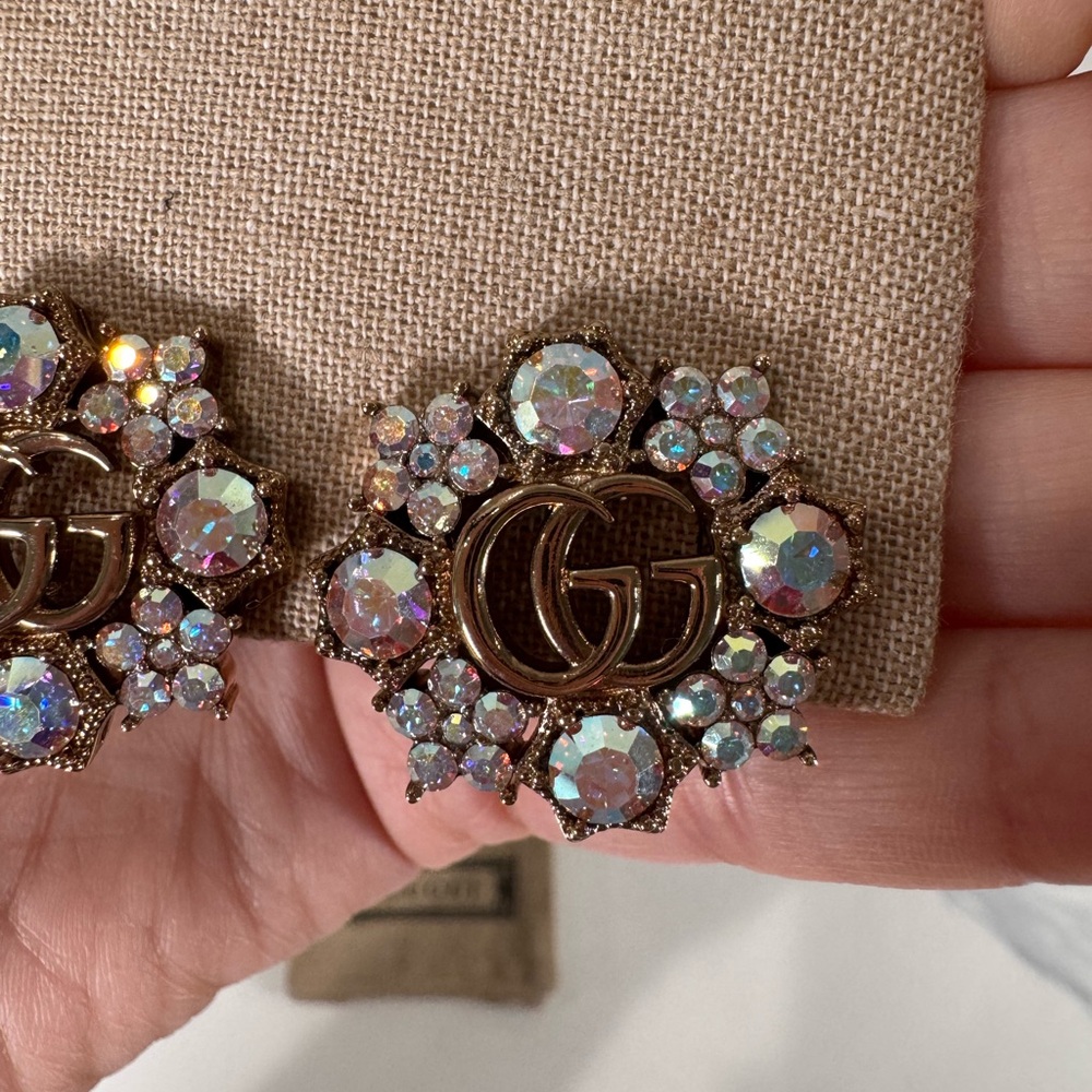 Authentic Gucci Elegant Gold and Crystal Earrings - Picture 3 of 8